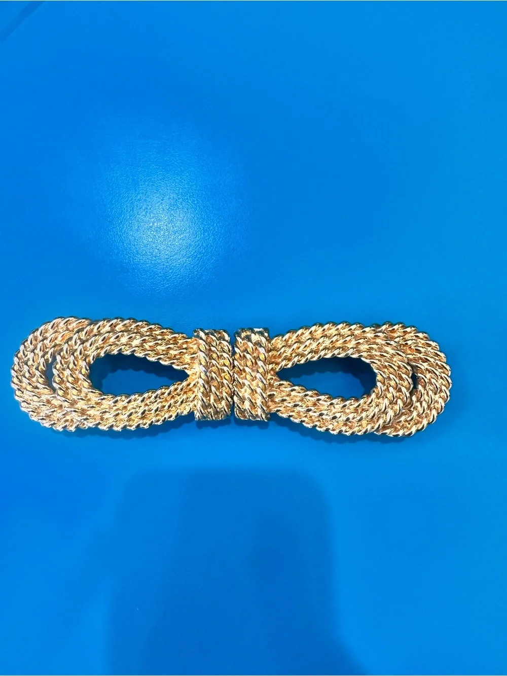 Gold-Tone Rope Bow Clip Belt Buckel Vintage